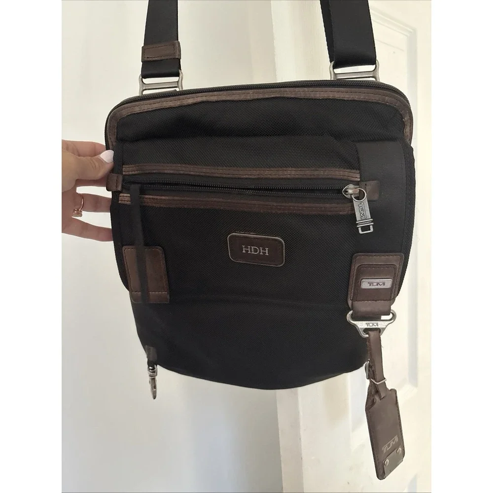 TUMI Alpha Bravo Annapolis Zip Flap Crossbody Messenger Bag Nylon/Leather Trim